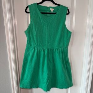 J. Crew Women’s XL Green Cotton Stretch Fit & Flare Dress Sleeveless Spring